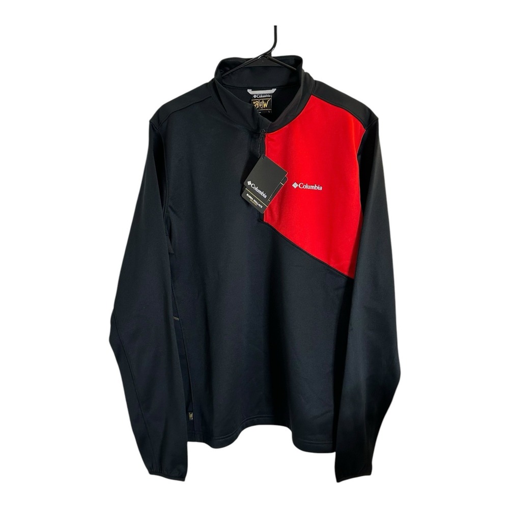 Columbia Men's Lake Aloha Half Zip Fleece Pullover Black Red Size Large - Picture 2 of 16